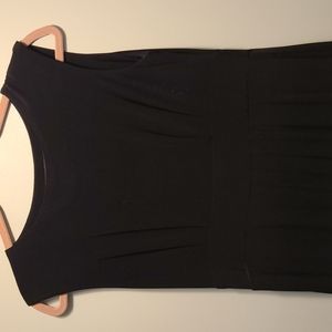 Tiana B Little Black Sleeveless Dress w draped wrap skirt & bodice pleats Sz S